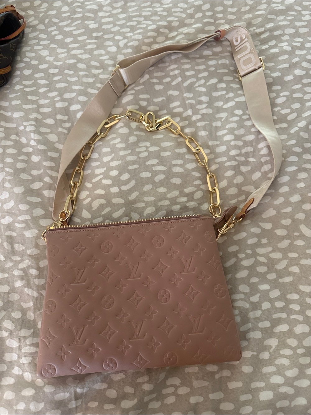 Louis Vuitton Rose Pink Embossed Monogram Chain & Canvas Strap Crossbody - Picture 2 of 5